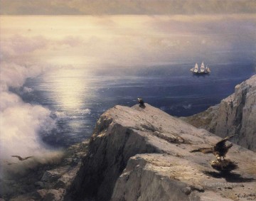 Ivan Aivazovsky un paisaje costero rocoso en la montaña del Egeo Pinturas al óleo
